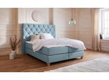 Boxspringbett HOME AFFAIRE "Harmones hoch", grün (mint), B:183cm L:210cm, Struktur (100% Polyester), Komplettbetten, Boxspringbett, in 3 Breiten, Härtegrad auch im Mix mit je 1 Matratze in H2 und H3