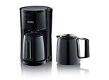SEVERIN Filterkaffeemaschine KA 9307, 1,0 l (bis 8 Tassen), 2 Thermokannen mit Durchbrühdeckel, Schwenkfilter 1x4, Tropfverschluss, automatische Abschaltung, Schwarz