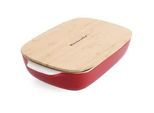 Kitchenaid Auflaufform , Rot, Weiß , Keramik, Naturmaterialien , 3.8 l , rechteckig , 24 cm , backofengeeignet , Kochgeschirr, Auflaufformen