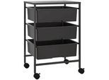 Homcom Rollwagen, Servierwagen mit 3 Etagen, 40,8 x 33,5 x 60,5 cm, Schwarz , Metall , 40.8x60.5x33.5 cm , Esszimmer, Servierwagen