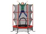Homcom Kindertrampolin , Rot , Metall, Kunststoff , 163x163 cm , Outdoor Spielzeug