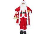 Homcom Weihnachtsmann 1,15 m stehende Weihnachtsmann mit Geschenk- und Weihnachtsglock , Rot , Textil , 30x115x45 cm , Dekoration, Weihnachtsdekoration