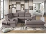 Ecksofa SIT & MORE "Cabrio L-Form, B: 274 cm, mit Sitztiefen-, Arm- & Kopfteilverstellung", braun (savannah), B:274cm H:87cm T:230cm, 100% Polyester, Sofas, Ecksofa, 3 Nierenkissen, Federkern, optional Bettfunktion und Stauraum