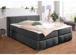 Boxspringbett HOME AFFAIRE "Chelles", grau (schiefer), B:207cm L:225cm, Samtoptik (100% Polyester);Bezug der Spiegelfläche Matratzendrell aus 100% Polyester;Struktur fein 100% Polyester), Komplettbetten, Boxspringbett, inkl. Kaltschaumtopper, in 5 Breiten und 3 Matratzenarten