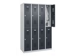 C+P Doppelstöckiger Spind Basis PLUS, 8 Fächer, 1850x1200x500mm, 7035/7016 ; C + P Möbelsysteme (088355-40|S10001)