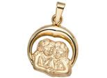 Sternzeichenanhänger JOBO "Anhänger Sternzeichen", gold (gelbgold 375), Schmuckanhänger, Damen, Zwilling, Gelbgold 375, 375 Gold rund 14 mm