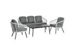 Outsunny Polyrattan Gartenmöbel Set mit Sofa Kissen Aluminium Grau , Kunststoff , Gartenmöbel, Gartenmöbel-Sets