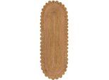 Teppich FLAIR RUGS "Grace aus Jute mit Muschelrandsaum", braun (natur, pink), B:80cm H:4mm L:230cm, Jute, Teppiche, Teppich, Teppich aus 100% Jute