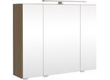 Spiegelschrank WELLTIME "EIXO, 3 Türen, 6 verstellbare Glasböden, gedämpfte Scharniere", braun (eiche hell), B:80cm H:64cm T:20cm, Holzwerkstoff, Schränke, Spiegelschrank