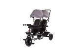 Babyshoppen Geschwisterdreirad Hip Hop, Schiebegriff, Sitze 360° drehbar, Gurte grau