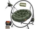 KESSER® Hängesessel mit Gestell BALI Hängeschaukel Hängestuhl bis 150kg für Indoor und Outdoor + Kissen & Seitentasche Hängekorb Stahlgestell & Schaumstoff Sitzpolster ideal für Wohnzimmer & Garten