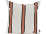 Dekokissen H.O.C.K. "Sera Uno", beige, terra, schwarz, gestreift, B:50cm H:10cm L:50cm, Obermaterial: 89% Polyester, 11% Baumwolle. Füllung: 100% Polyester, Dekokissen_Sitzkissen_Kissenhüllen, Sofakissen inkl. Füllung, 50x50cm, Dekokissen, gestreift