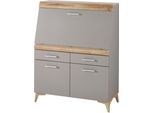 Sekretär INNOSTYLE "SECRET", grau (basalt, abgesetzt eiche altholz), B:98cm H:124cm T:42cm, Sekretäre, Sekretär, Stauraumschrank, mit Monitor-/Laptopfach, Soft-Close, Breite 98 cm