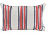 Dekokissen H.O.C.K. "Sera Duo", beige, rot, blau, gestreift, B:60cm H:10cm L:40cm, Obermaterial: 89% Polyester, 11% Baumwolle. Füllung: 100% Polyester, Dekokissen_Sitzkissen_Kissenhüllen, Streifenkissen inkl. Füllung, 60x40cm, Sofakissen, gestreift