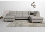 Home affaire Wohnlandschaft "Palmera U-Form, B: 308 cm" optional Bettfunktion & Bettkasten, Federkern