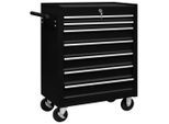 vidaXL Werkstattwagen mit 7 Schubladen Schwarz