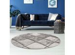 Teppich CARPET CITY "Noa 9313" Gr. 10, grau, H:11mm Ø:160cm, Kunstfaser, Teppiche, Teppich, Kurzflor, Modern, Weicher For, Pflegeleicht