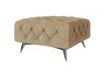 S-Style Möbel Hocker Chesterfield Laura Beige Samt , Textil , Echtholz,Buche, Birke , Füllung: Polyetherschaumkern , 80x45x80 cm , Blauer Engel, FSC Mix, Oeko-Tex®, Hergestellt in Europa , Wohnzimmer, Hocker, Sitzhocker