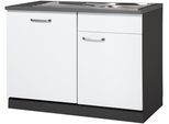 Spülenschrank WIHO KÜCHEN "Michigan", weiß (front: weiß, korpus: anthrazit, arbeitsplatte: granit grau), B:110cm H:85cm T:60cm, Schränke, Spülenschrank