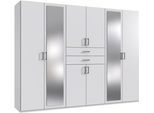 Kleiderschrank WIMEX "Diver Drehtürenschrank mit Spiegel, 180, 225 o. 270cm breit", schwarz (weiß, griffe schwarz), B:270cm H:207cm T:58cm, Schränke, Kleiderschrank, Bestseller Schlafzimmerschrank wahlweise 3 Innenausstattungen