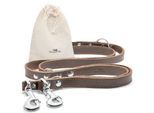Freudentier Hundeleine aus zertifiziertem Leder 2m, verstellbar dunkelbraun 1,6 cm
