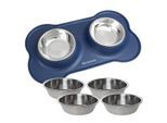KaraLuna Doppelnapf Napfunterlage mit 4x Napf blau M