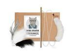 Kater Kasimir Katzenangel Set aus Buchenholz mit 4 handgemachten Anhängern