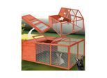 tectake® Hasenstall, faltbar, aus lackiertem Holz, engmaschiges Gitter, 150 x 103 x 53 cm, keine Montage