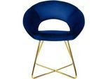 Ml-Design Stuhl Samt blau , Blau , Metall , 53x77x64 cm , Esszimmer, Stühle, Esszimmerstühle, Armlehnenstühle