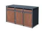 Ml-Design Mülltonnenbox 3er Anthrazit-Rostoptik , Rotbraun , Metall , 240 L , Rechteckig , 80x116.3x200 cm , Gartenzubehör, Mülltonnenbox