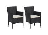 vidaXL Garten-Essstühle 2 Stk. Poly Rattan Schwarz