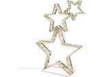 ECD-Germany 3X Deko Weihnachtssterne übereinander 80cm 350 LED Warmweiß Gold , Goldfarben , Metall , 50x80x16.5 cm , Dekoration, Weihnachtsdekoration