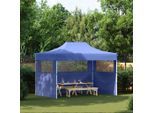 vidaXL Profi-Partyzelt Faltbar mit 3 Seitenwänden 3×4m Stahl Blau
