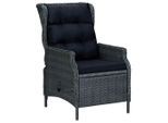 vidaXL Verstellbarer Gartensessel mit Auflagen Poly Rattan Dunkelgrau
