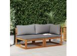 vidaXL 2-tlg. Sofa-Set mit dunkelgrauen Kissen Akazie Massivholz