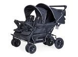 Childhome Geschwisterwagen , Schwarz , Kunststoff , 130x85x108 cm , Feststellbremse, kugelgelagerte Räder, Verdeckung abnehmbar, 5-Punkte-Gurt, Griff in Lederoptik, Reflektorstreifen, abnehmbarer Schutzbügel , Baby on Tour, Kinderwagen, Geschwisterwagen & Zwillingskinderwagen