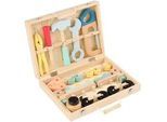 My Baby Lou Kinder-Werkzeugkoffer , Multicolor , Holz, Metall, Textil, Holzwerkstoff , 32-teilig , Buche, Kiefer, Kautschukholz , massiv, Sperrholz , 23.5x5.9x31.5 cm , unisex , EN 71 , Spielzeug, Holzspielzeug