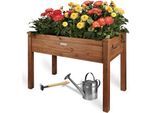 needs&wants® Hochbeet aus Holz für Garten Balkon Terrasse, Pflanzkasten Bausatz rechteckig schmal mit Vlies-Folie, Kräuterbeet Pflanzenkasten deko, 100 x 50 x 75 cm, dunkel-braun