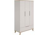 Kleiderschrank PAIDI "FIENE in Grau, 3 Türen und 1 Schublade mit Soft-Close", grau (kieselgrau, scandinavian wood), B:124cm H:209cm T:56cm, Schränke, Kleiderschrank, inkl. Kleiderstange und Einlegeböden, Kleiderschrank aus Holz