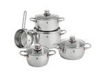 WMF Kochtopfset , Glas , 5-teilig , 16 cm,20 cm,16 cm , 2 l,4,1 l,6,8 l,3,4 l,1,7 l , backofengeeignet, rostfrei, hitzebeständig,backofengeeignet , Kochgeschirr, Töpfe, Topfsets