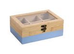 Kesper Teebox , Eichefarben, Hellblau , Naturmaterialien , 15x8.5x21.5 cm , FSC 100% , Küchenzubehör, Vorratsbehälter, Frischhaltedosen