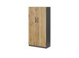 Aktenschrank mit Massivholzfront SOLIDLine ¦ grau ¦ Maße (cm): B: 80 H: 159,8 T: 40.0