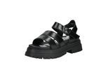 Riemchensandale BUFFALO "Buffalo Sandalen Lederimitat", Damen, Gr. 39, schwarz, Lederimitat, Schuhe Riemchensandale