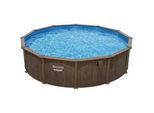 Bestway Pool SET 56384 , Blau, Dunkelbraun , Metall, Kunststoff , Kreise , 132 cm , RoHS, SGS-geprüft , Freizeit & Co, Pools & Wasserspaß, Pools, Stahlwandpools
