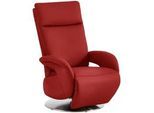 Cantus Relaxsessel , Rot , Leder , Echtleder , Color-Finish-Leder , 70x108x80 cm , Goldenes M , Fußauswahl, Lederauswahl, Stoffauswahl, Relaxfunktion, Sitzfläche 360° drehbar, inklusive Armlehnen , Wohnzimmer, Sessel, Ledersessel