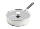 Kitchenaid Schmorpfanne , Edelstahlfarben , Metall, Kunststoff, Glas , 3.6 l , rund , PFAS-frei , Kochgeschirr, Pfannen, Bratpfannen