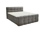 Moderano Boxbett , Grau , Textil , Tanne , Hartholz , H4 , 5-Zonen , Höhe ca. 24 cm , 160x200 cm , gepolstertes Kopfteil, Topper durchgehend, Härtegradauswahl, Matratze geteilt , Holzmöbel, Holzbetten, Boxspringbetten Holz