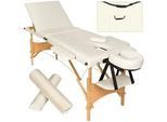tectake Massageliege-Set 3 Zonen Daniel,210 x 95 x 84 cm,beige , Beige , Holz , 95x84x210 cm , Freizeit, Wellness, Körperpflege, Wohlfühlprodukte