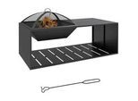 Outsunny Feuerschale, Keramik, Metall, Schwarz , 51x56x101 cm , Freizeit, Campingzubehör, Feuerschalen