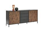 Hom`in Sideboard, Schwarz, Gold, Metall, 2 Fächer, 4 Schublade(n) Schubladen, 187.8x84x42 cm, Typenauswahl, stehend, Wohnzimmer, Kommoden & Sideboards, Sideboards